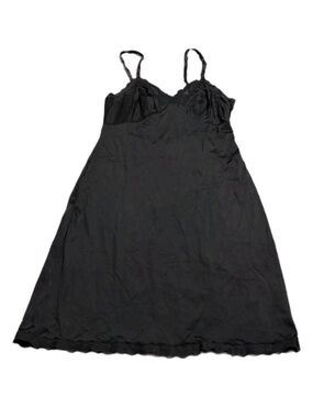 70s/80s Vintage Carol Brent Silky Embroidered Floral Slip Dress Black Size M/36